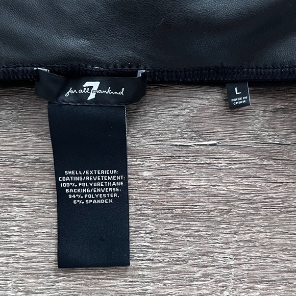 7 For All Mankind Black Faux Leather Moto Leggings NWOT Size L - Picture 16 of 16